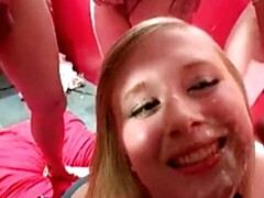 Brits, Groepseks ejactulatie, Sperma in mond, Sperma shot, Sperma in gezicht, Groep, Orgasme, Feest