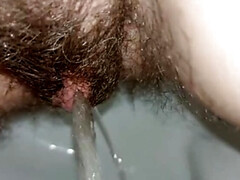 GinnaGg Hairy MILF Pissing Long Pee Close Up Bush Pussy