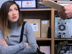 Asian teen Aubree gets banged by mall security