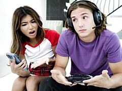 Aziatisch, Kont, Bruinharig, Hondjeshouding, Natuurlijke tieten, Mager, Tiener, Tieten likken