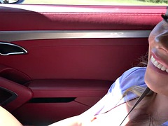 Amateur, Voiture, Éjaculation interne, Doigter, Petite amie, Hard, Masturbation, Chevaucher
