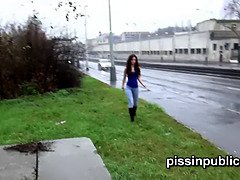 ブーツ, Hd, ジーンズ, アウトドア, 放尿, 公共, 赤毛, 息子