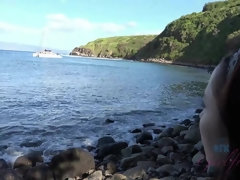 Amateur, Playa, Bikini, Novia, Al aire libre, Público, Afeitado, Tetas