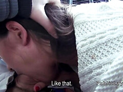 Hairy amateur bangs in car in public