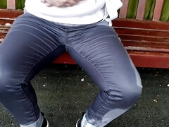 Alice - Very Public Wetting Outside Closed Public Toilets! Pee Accident!