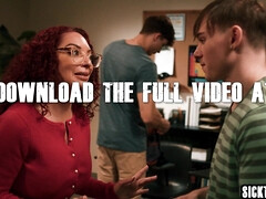 Big breast teacher fucks two students