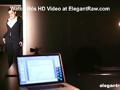 French MILF with huge tits gets a hot facial in the office