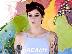 Anaal, Grote kont, Grote lul, Pijpbeurt, Hondjeshouding, Roodharige vrouw, Kort haar