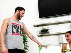 Kont, Zwart, Bruinharig, Sperma shot, Sperma in gezicht, Latijnse vrouw, Likken, Tieten likken