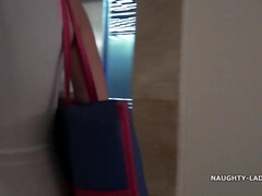 Naughty Russian Exhibitionist Outdoors in White swinsuit - Milf