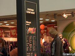 He picks up blonde skinny granny for play