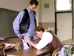 Blond student sucks cock to teacher