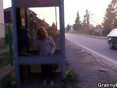 Old blonde granny pleases a stranger