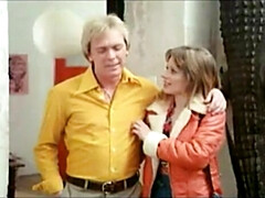 Horny retro college girl excitingly strokes her hairy pussy and sucks big cock