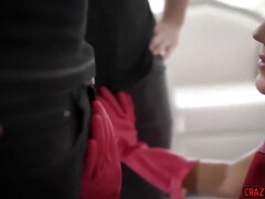 Young MILF maid double penetrated by two burglars raw