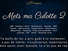 French Femdom Bully Forces Sissy to Wear Panties & Films Humiliation - HD Anal & CEI