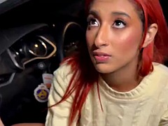 Her friend helps her with her car, and in return they tear her vagina with a big dick