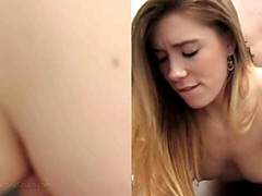 Barely legal beauty Amanda bouncing on his hard penis here