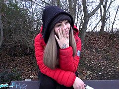 Leie, Blasen, Braunhaarige, Hd, Öffentlich, Realität, Tittenfick, Titten