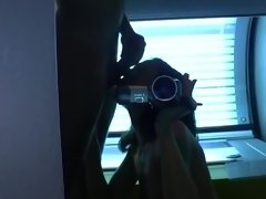 Solarium becomes a nice place for spontaneous sex with stranger