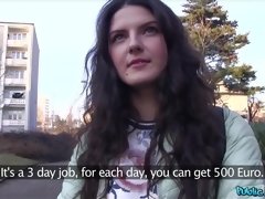 Mamada, Morena, Europeo, Dinero, Al aire libre, Pov, Público, Realidad