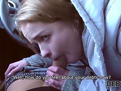 Calibri Angel trades her body for a bigger debt with rough sex and deepthroating