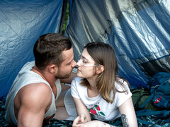 Picnic fucking in a tent for two girls and their partners