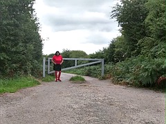 Leie, Britisch, Crossdresser, Europäisch, Flashen, Reif, Im freien, Solo