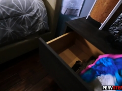 Angry MILF stepmom caught her perv stepson masturbating