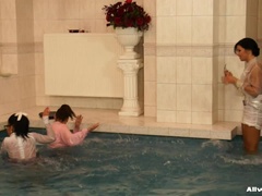 Женские бои, Бассейн, Школьница, Чулки, Учитель, Под водой, Влажная