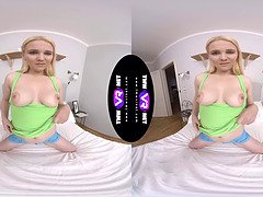 Rebecca Lee's solo sex adventure - watch her natural tits bounce in POV