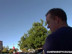 Cougar hooker picked up in parking lot and creampied