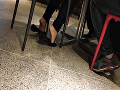 Amateur soft girl feet and soles in mall