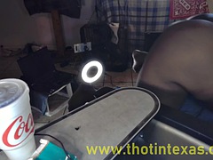 Thot in Texas - Fat ebony MILF with big ass on her knees