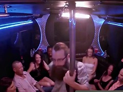 american swingers show their pole dance talent in the bus ride home