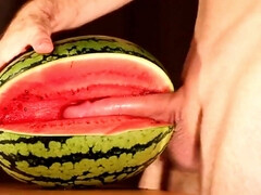 water melon jizz - pounding a melon and cumming - Gay