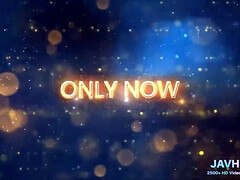 Japanese hottie in stockings goes wild with dildo and pussy licking