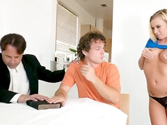 Bailey Brooke cock-teases dude and plays with his hard cock