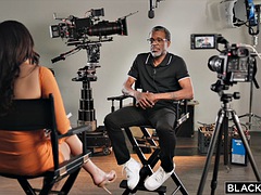 デカチン, 黒人, フェラチオ, 茶髪の, 黒人, 手コキする, 馬乗り, オッパイの