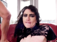 Lul, Gapende, Hardcore, Interraciaal, Ondergoed, Natuurlijk, Roodharige vrouw, Slikken