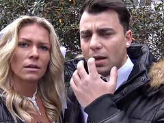 DEBT4k. Big debt is the reason why the girl is fucked in the presence of the boyfriend.