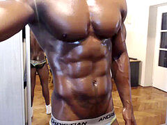 Gay black, lube, muscle