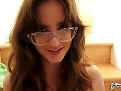 Nerdy hottie Jay Taylor gets pleasure in the solo masturbation scene