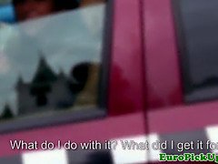 Euro babe next door gets creampied in a car like a pro