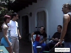 アナル, お尻, 顔射, グループ, ハードコア, アウトドア, 三人, オッパイの