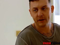 Pijpbeurt, Sperma, Sperma shot, Zwart, Latijnse vrouw, Spier, Tiener, Tieten likken