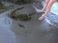 Playa, Morena, Novia, Perforación, Coño, Afeitado, Flaco, Fumando