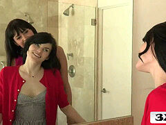 Sucer une bite, Brunette brune, 2 femmes 1 homme, Poilue, Maman, Petite femme, Adolescente, Plan cul à trois