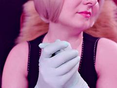 素人, デカパイ, ブロンド, フェムドム, フェティッシュ, グローブ, 淫乱熟女, オッパイの