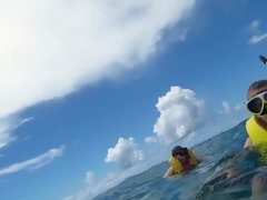 Badpak, Sperma, Voetbeurt, Vriendin, Klein, Kut duiken, Douche, Tieten likken